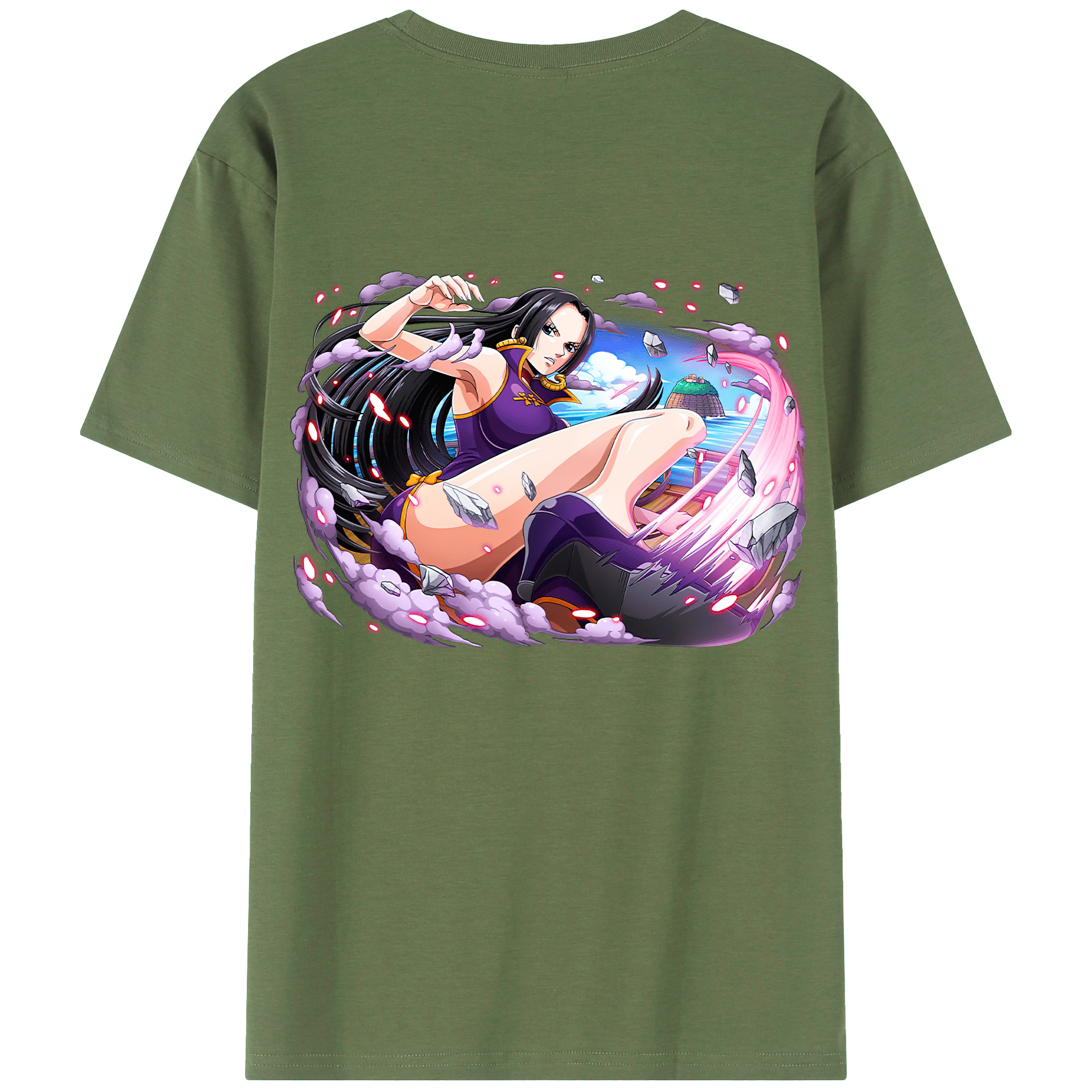 ワンピース ボア・ハンコック ONE PIECE Boa·Hancock 綿100％ メンズ半袖Tシャツ（バックプリント） 通気性